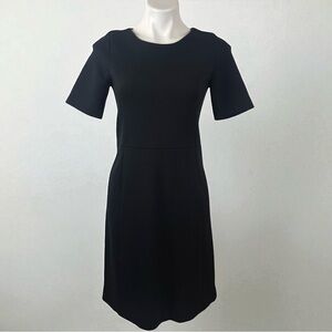 J. Crew Black Wool Blend Classic Knee Length Crew Neck Office Dress